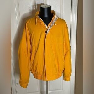 Ellesse Men Size XL Gold Storable Hood Bomber Embossed Logo Jacket​​​​​​​​​​​​​